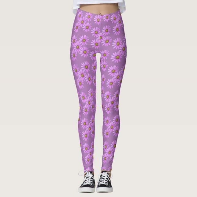 Hübsch in rosa Cape Daisies Design Leggings (Vorderseite)