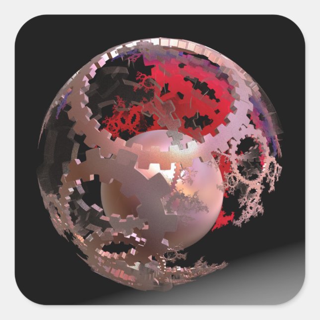 Hübsch in rosa Cogs Quadratischer Aufkleber (Vorderseite)