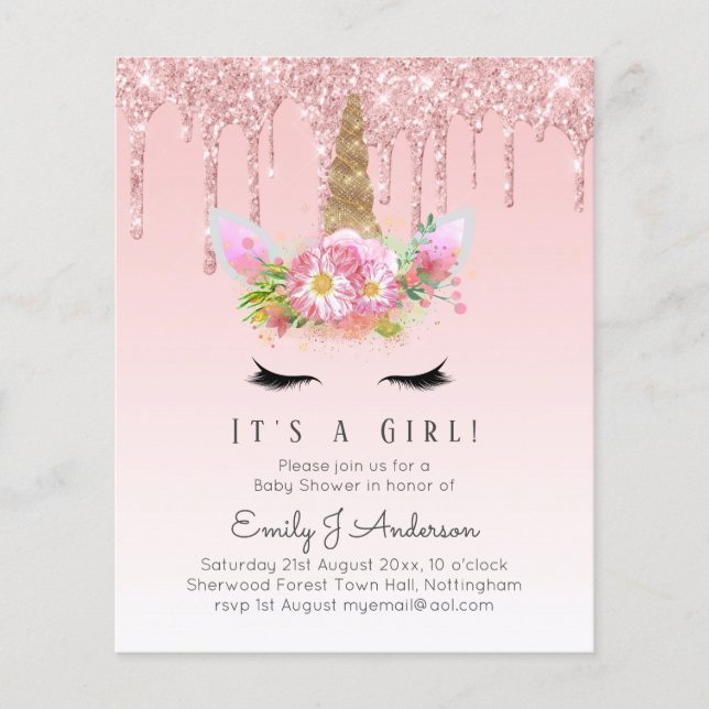 Hübsch in Rosa Es ist ein Mädchen - Einhorn Kinder (Vorderseite)