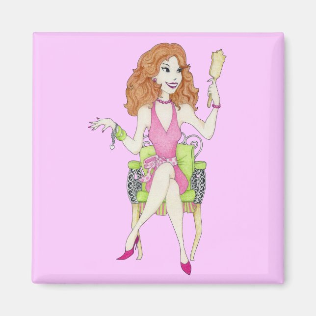 Hübsch in rosa Farbe Magnet (Vorne)