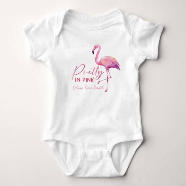 Hübsch in rosa Flamingo Babydusche Bodysuit Baby Strampler (Vorderseite)