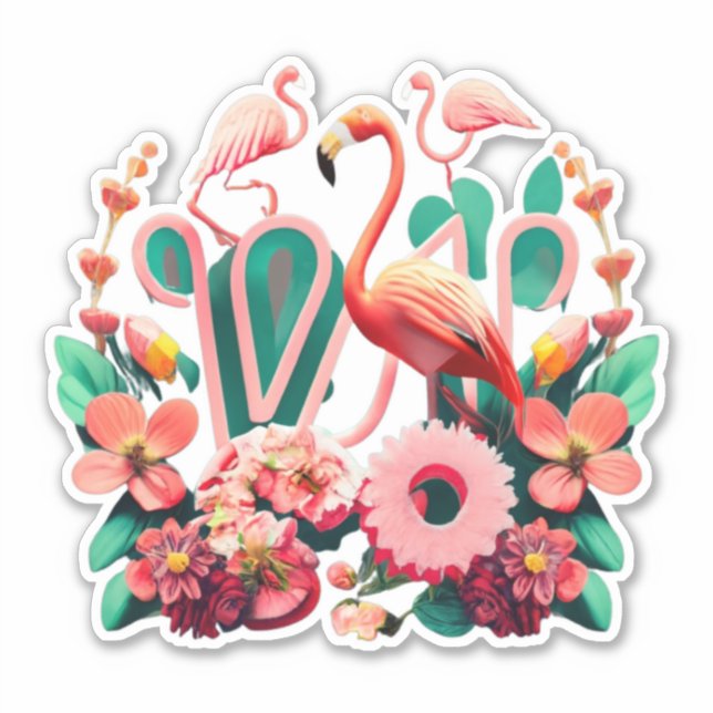 Hübsch in rosa Flamingo Sticker für alle Altersgru (Vorderseite)