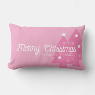 Hübsch in rosa frohe Weihnachtsgrüße hinzufügen Lendenkissen
