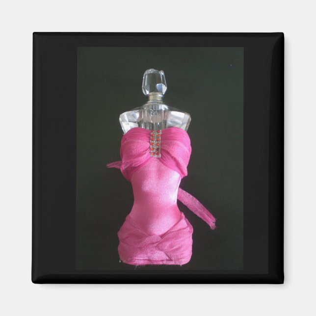 Hübsch in rosa Parfümflasche Magnet (Vorne)
