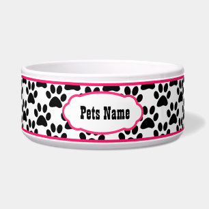 Hübsch in rosa Paw Print Personalisiert Dog Bowl Napf