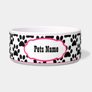 Hübsch in rosa Paw Print Personalisiert Dog Bowl Napf