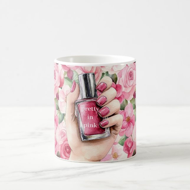 Hübsch in Rosa Roses Blumennagel Polnisch Kaffeetasse (Mittel)