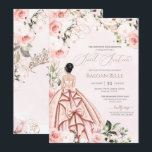 Hübsch in Rosa Schwarze Rose Sweet 16 Birthday Einladung<br><div class="desc">Elegantes luxuriöses Design mit weichen Rosen und weißen Rosen,  goldenen Akzenten und einer schönen Puppe in einem luxuriösen glamourösen,  blumigen Ball-Gown. Der gesamte Text ist vollständig anpassbar.</div>
