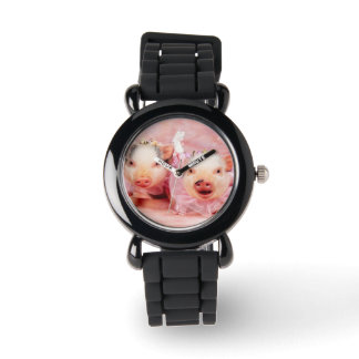 Hübsch in rosa Schweine Kinder Glitzer beobachten Armbanduhr