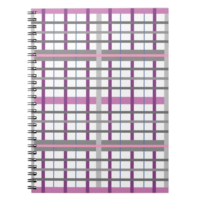 Hübsch in Rosa und Grau Kariert Notizblock (Vorderseite)