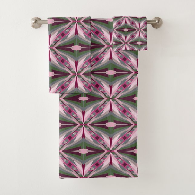 Hübsch in rosa und grün gestrichenen Farbblöcken Badhandtuch Set (Insitu)