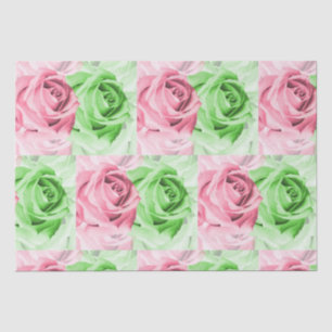Hübsch in Rosa und Grün - Rosen-Tissue-Papier Seidenpapier