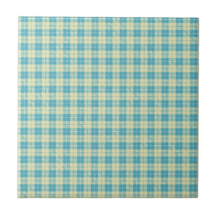 Hübsch kariert in Blau und Pastellgelb Fliese
