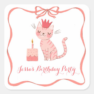 Hübsch Kitty Birthday Quadratischer Aufkleber