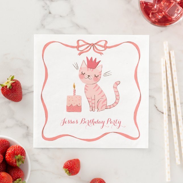 Hübsch Kitty Birthday Serviette (Beispiel)