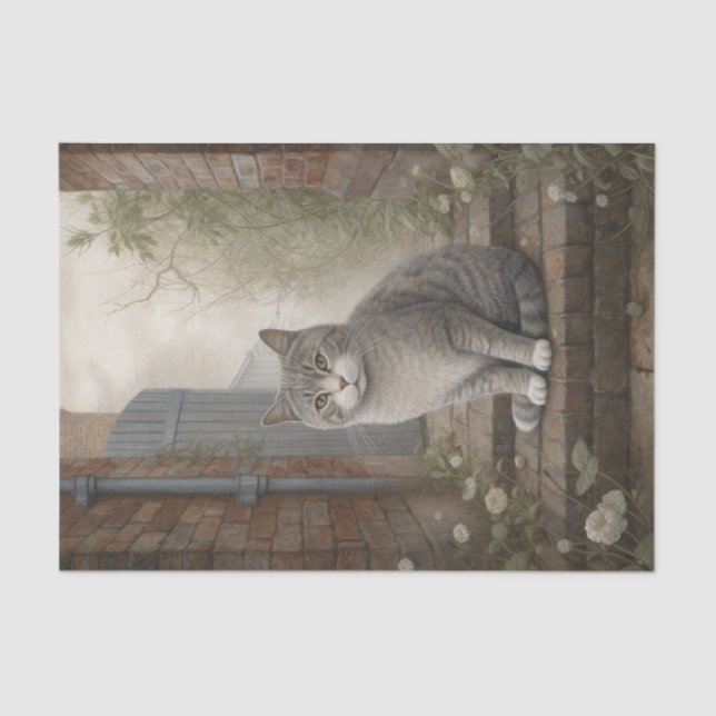 Hübsch Kitty Gray Cat Seidenpapier (Vorderseite)