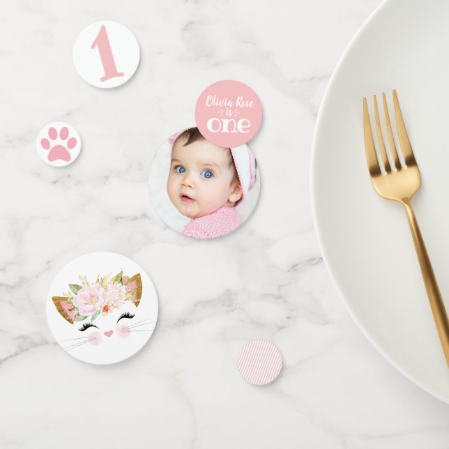 HÜBSCH KITTY Personalisiert Cat Birthday Foto Konfetti (Gruppe)