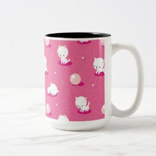 Hübsch Kitty Pink Kittens Pattern Kaffeemaschine T Zweifarbige Tasse