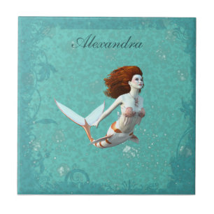 Hübsch Koi Mermaid schwimmen unter Wasser Fliese
