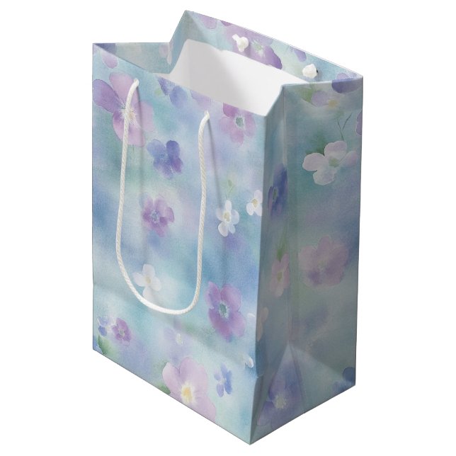 Hübsch Lavendel Brautparty für weiße Blume Mittlere Geschenktüte (Vorderseite Schrägansicht)