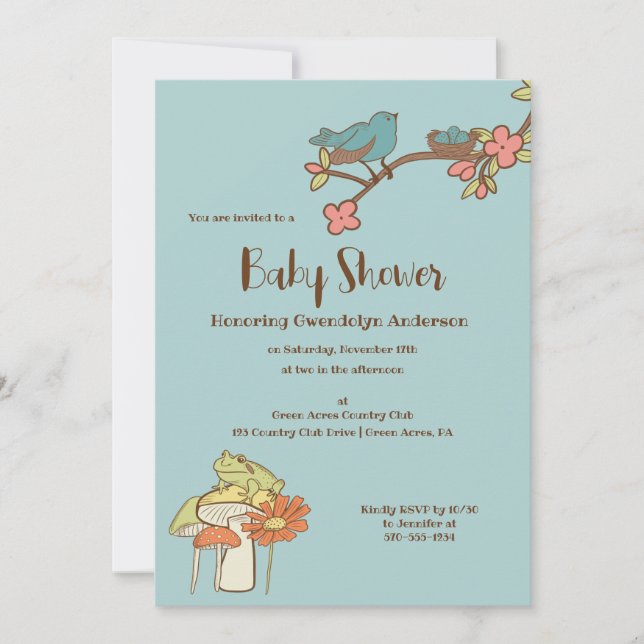 Hübsch Light Blue Babywanne Einladung (Vorderseite)