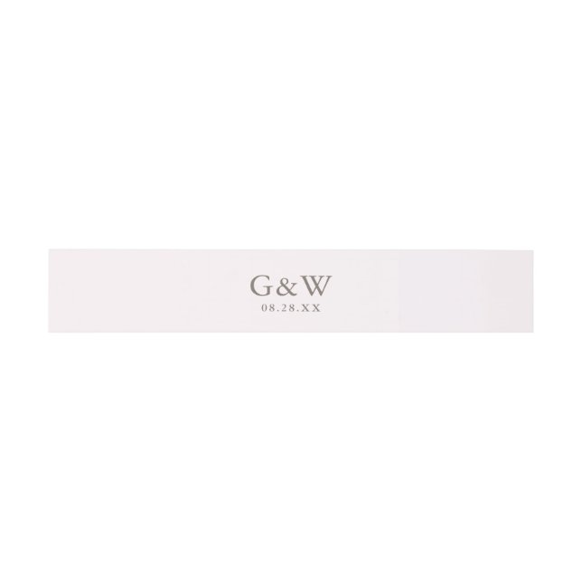 Hübsch Light Magenta Pink Monogram Wedding Einladungsbanderole (Flach)