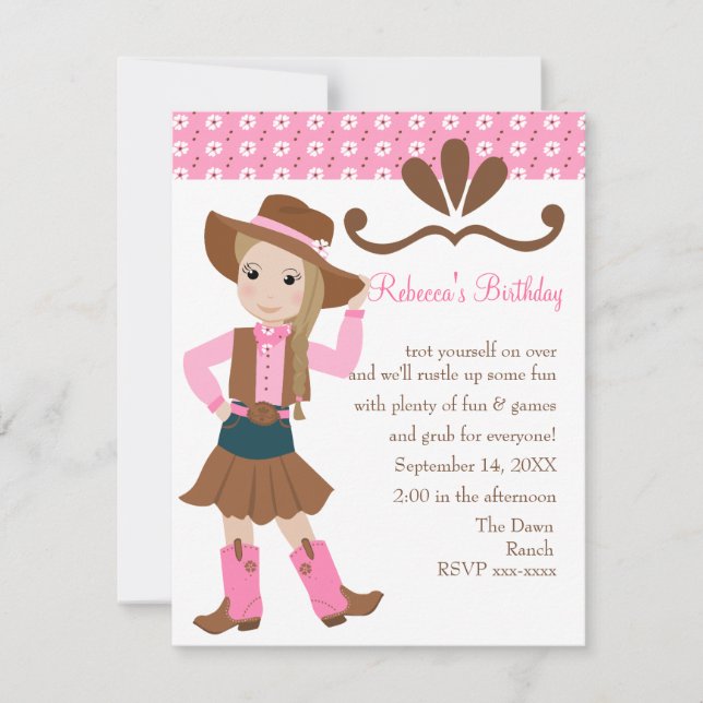 Hübsch Lil' Cowgirl! Einladung (Vorderseite)