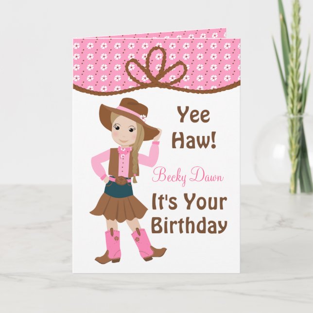 Hübsch Lil' Cowgirl Karte (Vorderseite)