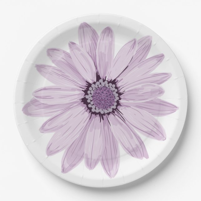 Hübsch Lila Gerbera Pappteller (Vorderseite)