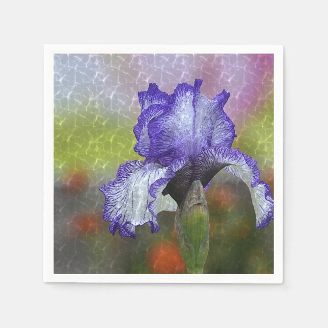 Hübsch Lila Iris Serviette (Vorderseite)