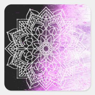 Hübsch Lila Mandala Abstrakt Quadratischer Aufkleber