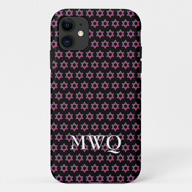 Hübsch Lila Rosa | Monogramm | STAR DAVID Otte Case-Mate iPhone Hülle (Rückseite)