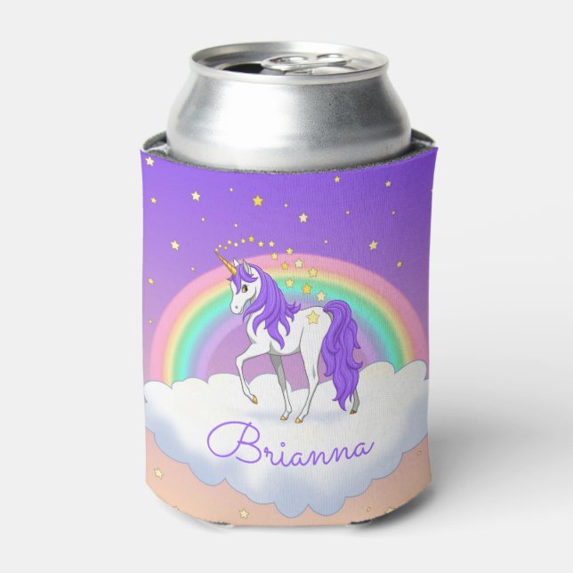 Hübsch Lila süße Träume Regenbogen Einhorn Dosenkühler (Kanne Vorderseite)