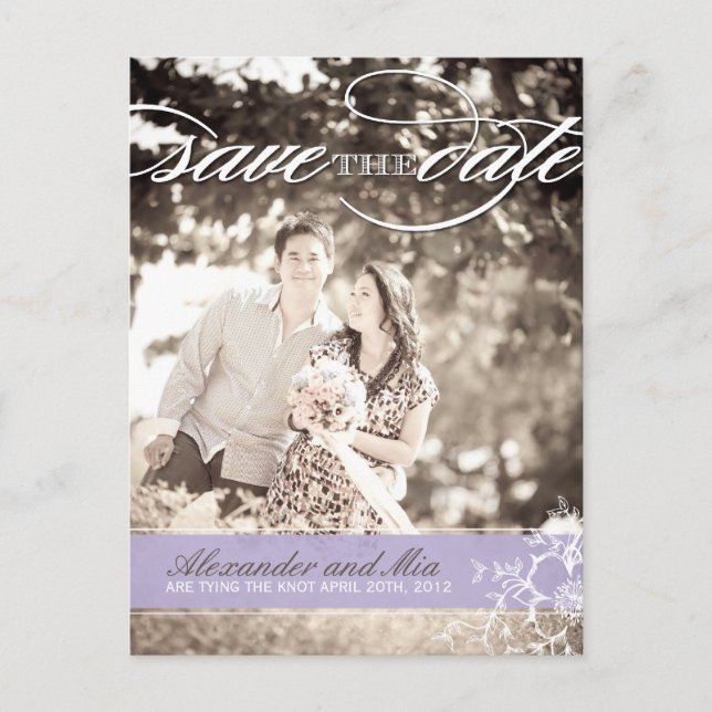 Hübsch Lilac Foto Save the Date Ankündigungspostkarte (Vorderseite)