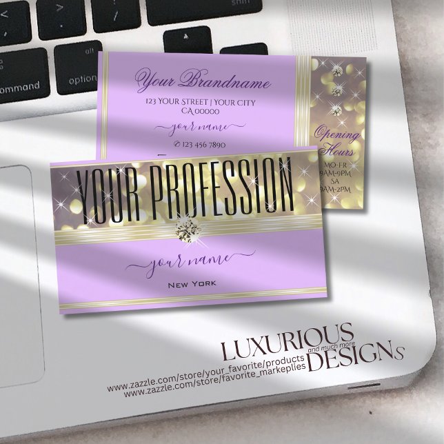 Hübsch Lilac Lila Gold Glitzer Stars Diamanten Visitenkarte (Von Creator hochgeladen)