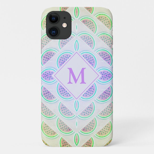 Hübsch Lilac Monnogram Watermelon Case-Mate iPhone Hülle (Rückseite)