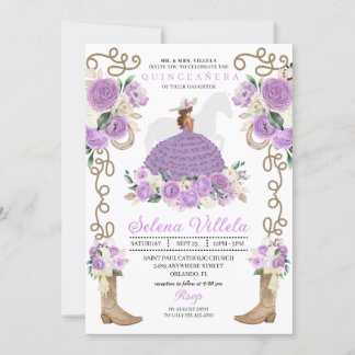 Hübsch Lilac Western Mariachi Princess Quinceañera Einladung