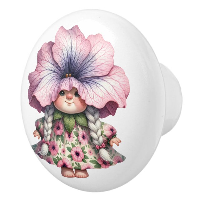 Hübsch Little Floral Girl Gnome Keramikknauf (Rechts)
