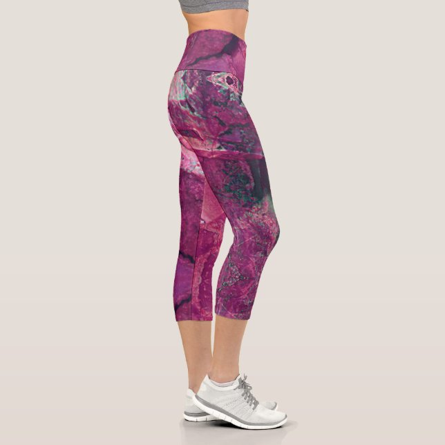 Hübsch Magenta Lila Geode Crystal Rock Pattern Capri Leggings (Rechts)