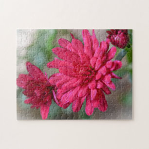 Hübsch Magenta Pink Mum Blume Puzzle
