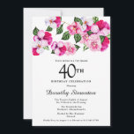 Hübsch Magenta Pink Weiße Blüte 40. Geburtstag Einladung<br><div class="desc">Helle,  farbenfrohe,  feminine Stiefmütterchen schmücken die Spitze dieses 40. Party. Die hübschen Blume sind eine Kombination aus Magenta,  Rosa und Weiß. Sie sind in dunkelgrünen Blume eingebettet. Dieser Artikel ist Teil der Pink Pansy Kollektion. Neben der Einladung Schreibwaren finden Sie hier auch passende Party- und Geschenkartikel.</div>