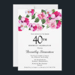 Hübsch Magenta Pink Weiße Blüte 40. Geburtstag Einladung<br><div class="desc">Helle,  farbenfrohe,  feminine Stiefmütterchen schmücken die Spitze dieses 40. Party. Die hübschen Blume sind eine Kombination aus Magenta,  Rosa und Weiß. Sie sind in dunkelgrünen Blume eingebettet. Dieser Artikel ist Teil der Pink Pansy Kollektion. Neben der Einladung Schreibwaren finden Sie hier auch passende Party- und Geschenkartikel.</div>