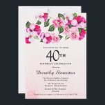 Hübsch Magenta Pink Weiße Blüte 40. Geburtstag Einladung<br><div class="desc">Helle,  farbenfrohe,  feminine Stiefmütterchen schmücken die Spitze dieses 40. Party. Die hübschen Blume sind eine Kombination aus Magenta,  Rosa und Weiß. Sie sind in dunkelgrünen Blume eingebettet. Dieser Artikel ist Teil der Pink Pansy Kollektion. Neben der Einladung Schreibwaren finden Sie hier auch passende Party- und Geschenkartikel.</div>