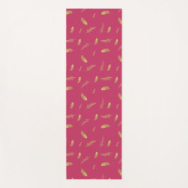 Hübsch Magenta und Golden Feathers Yoga Mat Yogamatte