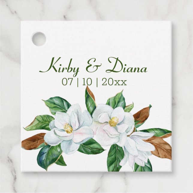 Hübsch Magnolia Bouquet Wedding Geschenkanhänger (Vorderseite)