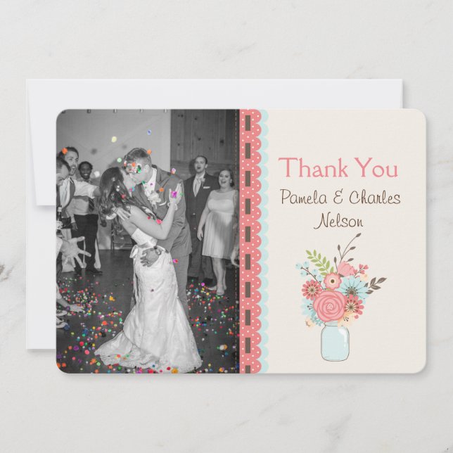 Hübsch Mason Jar Foto Hochzeit Dankeschön-Karte Dankeskarte (Vorderseite)