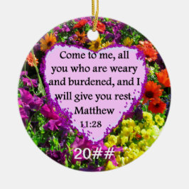 HÜBSCH MATTHEW 11:28 LILA BLUMENDESIGN KERAMIK ORNAMENT