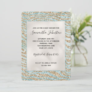 Hübsch Mint Glitzy Gold Zebra Glitzer Einladung