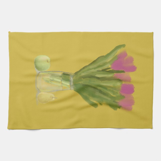 Hübsch Moderne Blume & Birnen & Apfel Geschirrtuch (Horizontal)