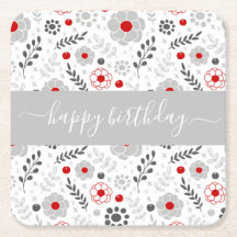 Hübsch Moderne Blume Rot und Grau Geburtstag